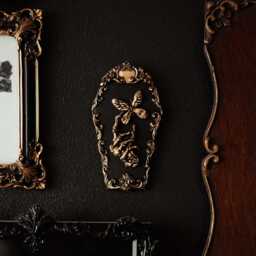 Life & Death, Skeleton Butterfly Coffin Wall Decor/Handmade Gothic Home Ornate Entomology Themed Gap Filler For Goth Gallery - thumbnail 2