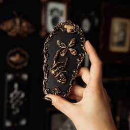 Life & Death, Skeleton Butterfly Coffin Wall Decor/Handmade Gothic Home Ornate Entomology Themed Gap Filler For Goth Gallery - thumbnail 4