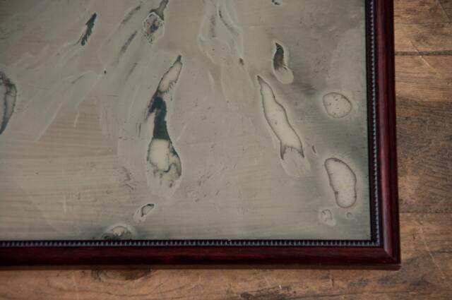 Hand Silvered Distressed Mirror - Dark Cherry Frame - 11.5x11.75 Inches - image 1