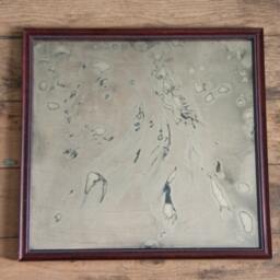 Hand Silvered Distressed Mirror - Dark Cherry Frame - 11.5x11.75 Inches - thumbnail 2
