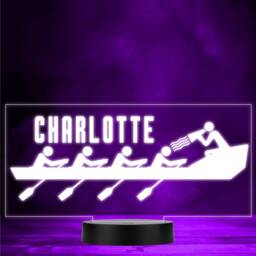 Rowing Boat Paddles Water Sports Personalised Gift Colour Changing Night Light - thumbnail 1