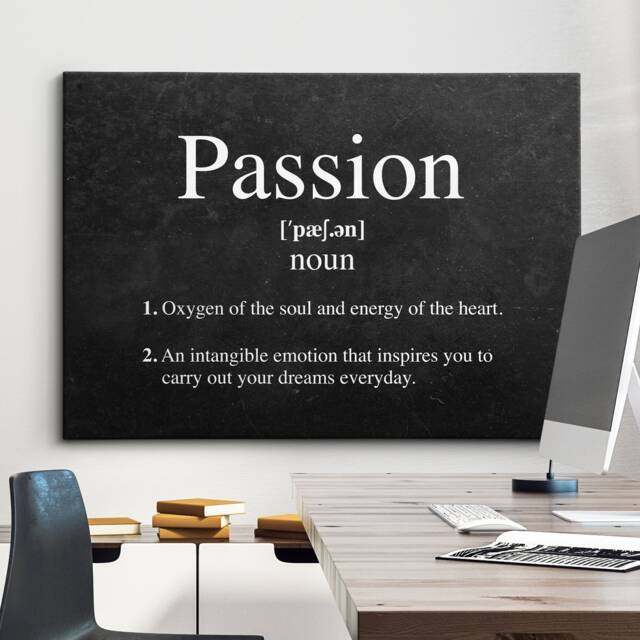 Passion Definition Quote Entrepreneur Motivational Inspirational, Framed Canvas Wall Art Poster Print, Home Office & Room Decor, Gift Idea - image 1