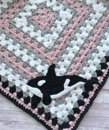 Handmade Crochet Orca Whale Baby Blanket