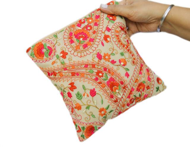 Colorful Accent Pillow Cover - Throw Pin Cushion Ring Decorative Embroidered Handmade - Small- 8 - image 1