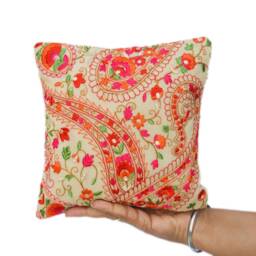 Colorful Accent Pillow Cover - Throw Pin Cushion Ring Decorative Embroidered Handmade - Small- 8 - thumbnail 3