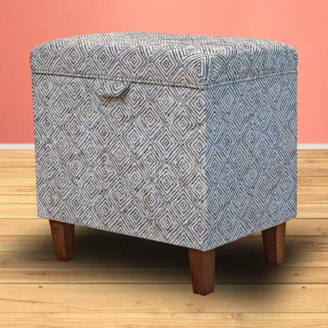 Diamond Lavender Tall Ottoman With Storage - Geometric Footstool British Made To Order - image 1
