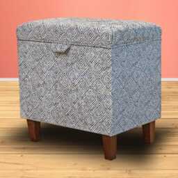 Diamond Lavender Tall Ottoman With Storage - Geometric Footstool British Made To Order