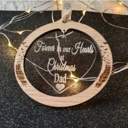Personalised Oak Veneer Christmas Remembrance Bauble, Memorial Ornament - thumbnail 3