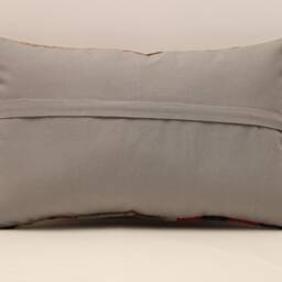 Vintage Turkish Kilim Lumbar Pillow, Patchwork Wool Cushion - 12x20 In - thumbnail 4