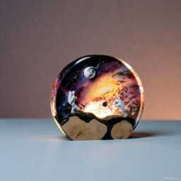 Astronaut Space Exploration Resin Night Light Solid Wood Epoxy Led Lamp - thumbnail 4
