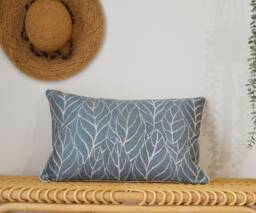 Cushion Cover 40x60cm - Handmade in France Leaf Pattern Upholstery Fabric - thumbnail 1