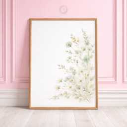 Girls Wildflower Nursery Prints - Personalised Sage Green Set, Floral Girl Bedroom Wall Art - thumbnail 3