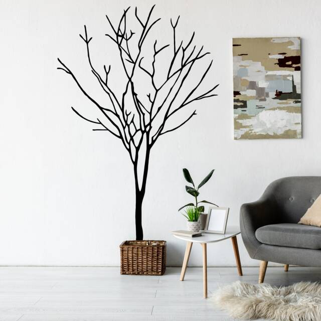 Tree Sticker Decal - Wall Birch Art Vinyl Nursery Stickers Nature Botanical Trees Decals Forest Decor Natural Big Winter Peel & Stick - image 1