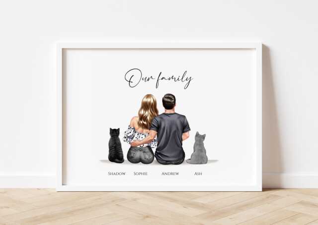 Custom Portrait Family Print, Personalized Gift For Family, Our Housewarming - image 1