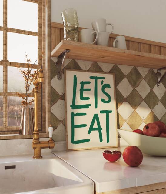 Let's Eat Unframed Print - Kitchen Poster Art Food Prints Bold Dining Room Wall - image 1