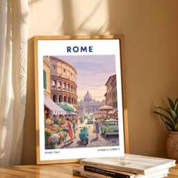 Rome Travel Poster - Italy Roman Art Print Illustration, Retro Wall For Home Decor, Modern Artwork Gift, Interior Decor - thumbnail 3