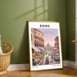 Rome Travel Poster - Italy Roman Art Print Illustration, Retro Wall For Home Decor, Modern Artwork Gift, Interior Decor - thumbnail 2