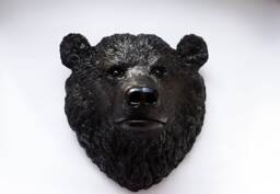 Original Black Bear Head Sculpture, Large Black Grizzly Bear, Decor, Full Head Gift, Figure. Cold Cast Metal - thumbnail 1