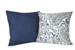 Indigo Blue Navy Gray White Pillow, Throw Home Decor, Decorative Accent Pillow, Decor - thumbnail 1