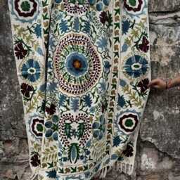 Handcrafted Style Suzani Cotton Tnt Throw Blanket - Ethnic Decorative Couch & Bed - thumbnail 3