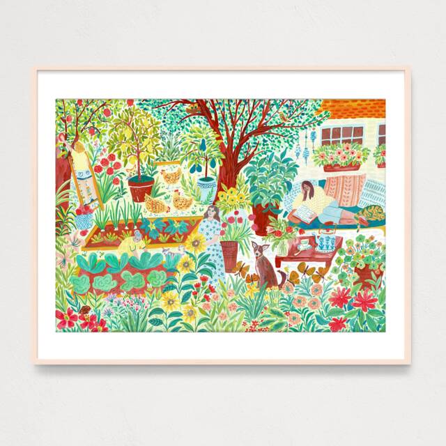 Art Print Summer Garden Art Print, Farmhouse Poster, Gouache Illustration - image 1