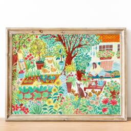 Art Print Summer Garden Art Print, Farmhouse Poster, Gouache Illustration - thumbnail 2