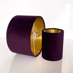New High Quality Made By Order Handmade Upholstery Velvet Fabric Lamp Shade Pendant Light Drum Shape Plum Purple Metallic Lining - thumbnail 2