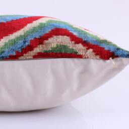 16x16 Ikat Velvet Pillow Cover, Handmade Cushion, Decorative Throw Pillow, Boho Cushion Turkish Home Decor - thumbnail 3