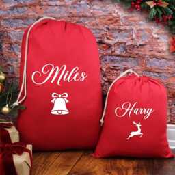 Personalised Christmas Santa Sack, Gift Bag Present Personalized Sacks Large Cotton Xmas Stocking Family & Pet Sack - thumbnail 2