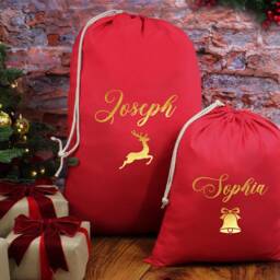 Personalised Christmas Santa Sack, Gift Bag Present Personalized Sacks Large Cotton Xmas Stocking Family & Pet Sack - thumbnail 3