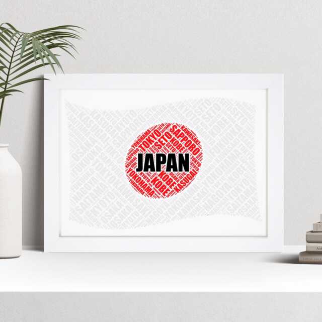 Personalised Japan Flag Word Art Print, Japanese Custom Family Wall - image 1
