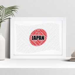 Personalised Japan Flag Word Art Print, Japanese Custom Family Wall - thumbnail 1