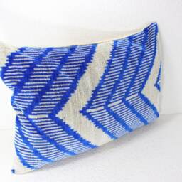 Silk Velvet Blue Ikat Pillow Cover - thumbnail 2