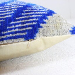 Silk Velvet Blue Ikat Pillow Cover - thumbnail 4