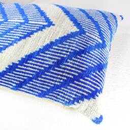 Silk Velvet Blue Ikat Pillow Cover - thumbnail 3