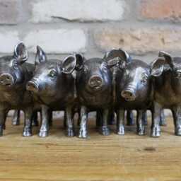 Pig Planter Handmade Industrial Rustic Forged Freestanding Flower Bed Pub Garden Pot - thumbnail 4