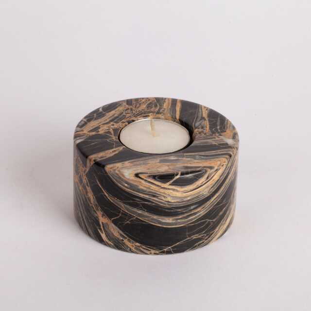 Handmade Nero Picasso Marble Candle Holder - image 1