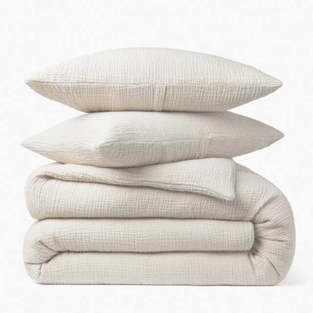 Muslin Bedding Set, Cream White - Includes 80 X cm Pillow Gift Home Decor Interior - image 1