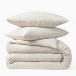 Muslin Bedding Set, Cream White - Includes 80 X cm Pillow Gift Home Decor Interior - thumbnail 1