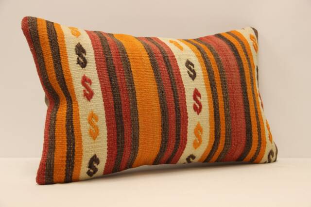Rug Pillow, Sofa 12x20 in 30x50 cm, Vintage Kilim Pillow, Home Cushion Cover Boho Pillow Throw 4Oef-594 - image 1
