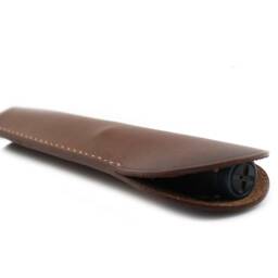 Hand Stitched Leather Fountain Pen Sleeve Italian Burnished Calfskin - thumbnail 3