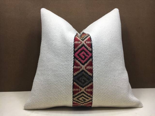 Handwoven Kilim Pillow Cover, Bohemian Home Decor - 20x20 - image 1
