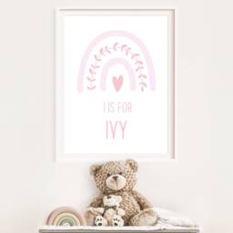 Pink Rainbow Nursery Prints, Personalised Girls Decor, Pastel Custom Pale - thumbnail 2