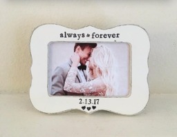 Personalized Anniversary Picture Frame Hand-Painted Distressed Wood - thumbnail 1