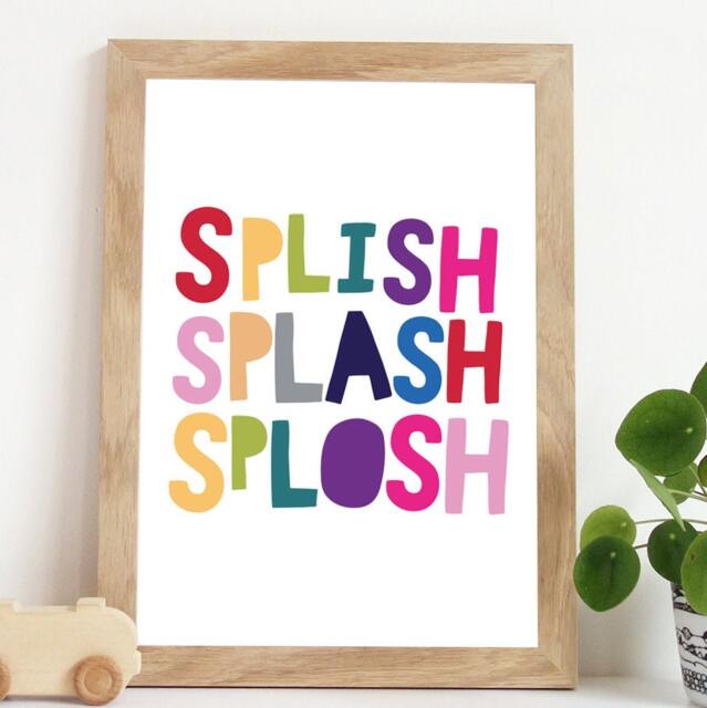 Splish Splash Print, Kids Bathroom Prints, Wall Art, Sign, Decor, Rainbow Home Decor - image 1