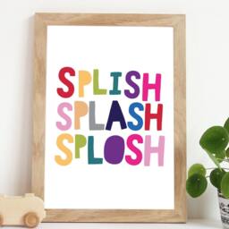 Splish Splash Print, Kids Bathroom Prints, Wall Art, Sign, Decor, Rainbow Home Decor - thumbnail 1