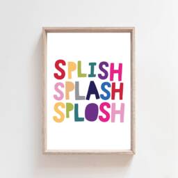 Splish Splash Print, Kids Bathroom Prints, Wall Art, Sign, Decor, Rainbow Home Decor - thumbnail 2