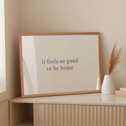 It Feels So Good To Be Home, Daily Affirmations Poster, Minimalist Decor, Cute Livingroom Print, Black & White Wall Art, Simply Home Ar - thumbnail 1