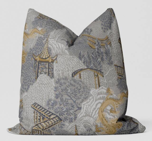 Asian Garden Pillow Cover/ Citrine
