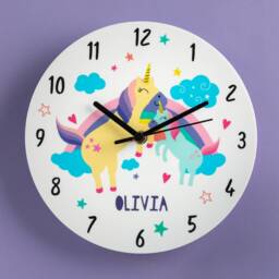 Hugging Unicorns Personalised Bedroom Clock - Gifting Knot UK Made - thumbnail 2